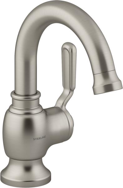 Sterling 27374-4N Ludington 0.5 GPM Single Hole Bathroom Faucet with Pop-up Drain Assembly Vibrant Brushed Nickel Faucet Bathroom Sink Faucets Single