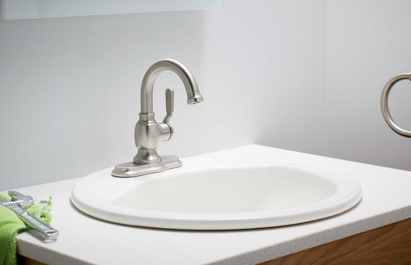 Sterling 27374-4N Ludington 0.5 GPM Single Hole Bathroom Faucet with Pop-up Drain Assembly Vibrant Brushed Nickel Faucet Bathroom Sink Faucets Single