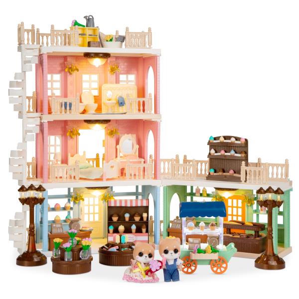 Tiny Critter Dollhouse Deluxe Cottage Mansion Pretend Play Toy Playset W/ 225 Accessories for Kids