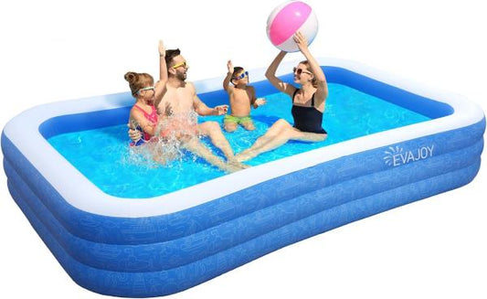 Inflatable Pool, EVAJOY 118'' x 72'' x 20'' Above Ground Pool, Kiddie Pool Large Size Thickened Blow Up Swimming Pools Play Center for Kids Children Family Outdoor Garden Backyard