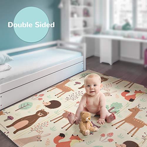 Reversible Baby Play Mat 78 x 59 Double-Sided Crawling Mat Foldable Waterproof